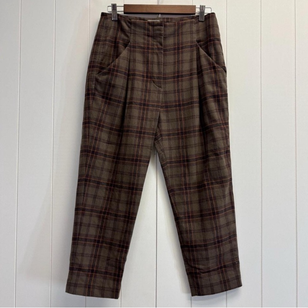 Wilfred plaid cropped pants in green, brown, and orange